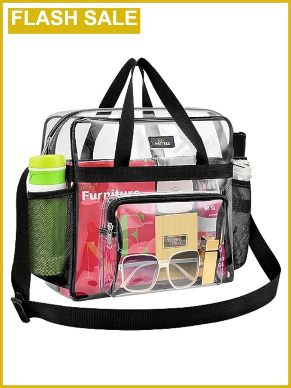 Clear Tote Bag 12x5.5x12 PVC Stadium Approved Shoulder Purse
